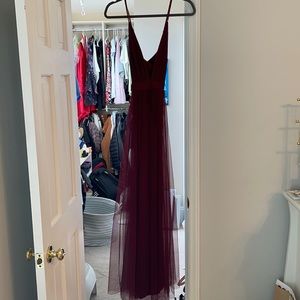 Luxxel Burgundy Formal Maxi Dress